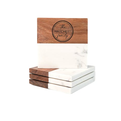 Marble and Wood Coasters
