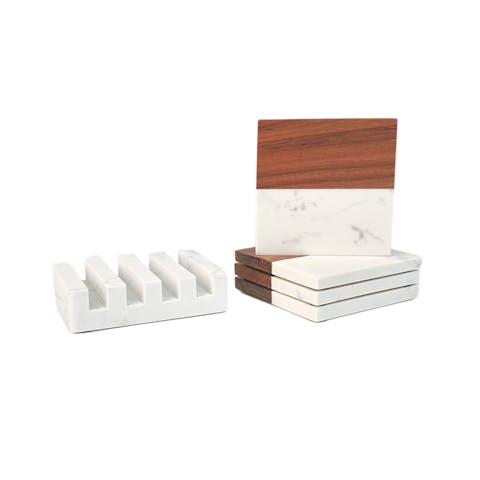 Marble and Wood Coasters