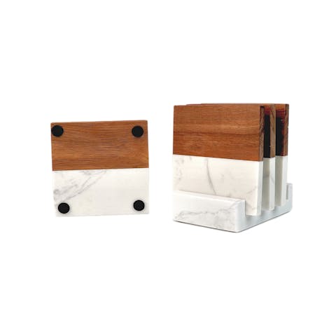 Marble and Wood Coasters
