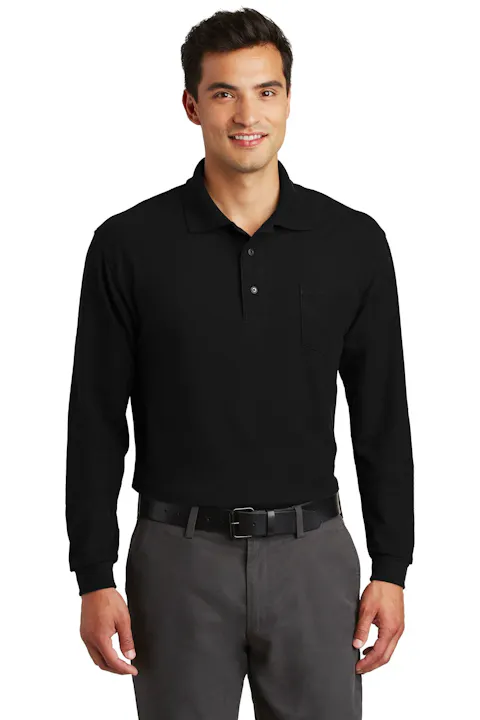 Port Authority K500LSP Long Sleeve Silk Touch Polo with Pocket
