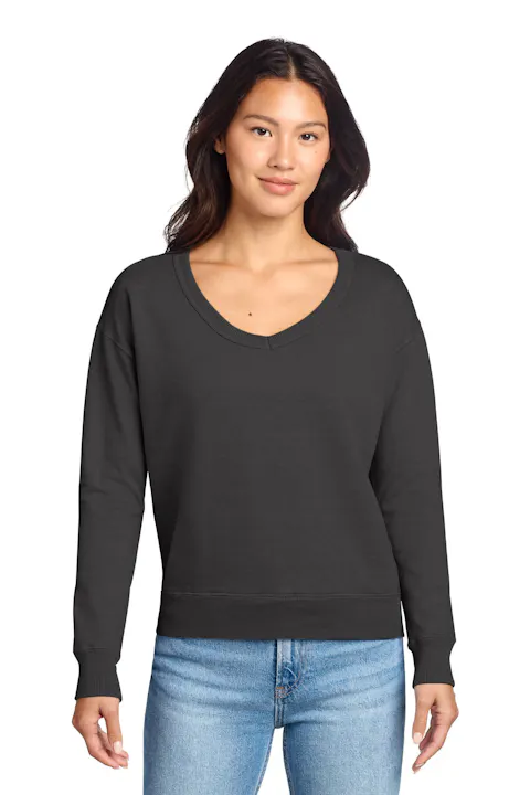 Port & Co LPC098V Women's Beach Wash Garment-Dyed V-Neck Sweatshirt