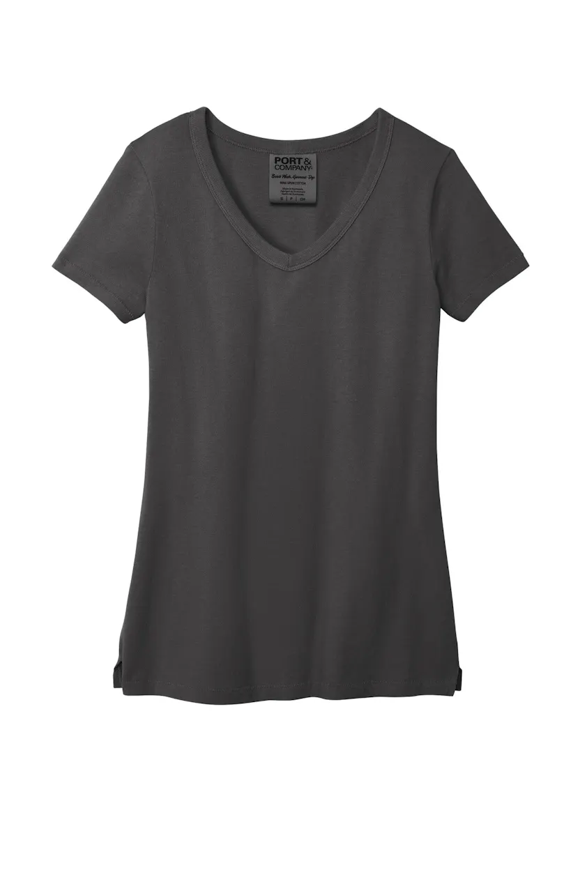 Port & Co LPC099V Women's Beach Wash Garment-Dyed V-Neck Tee