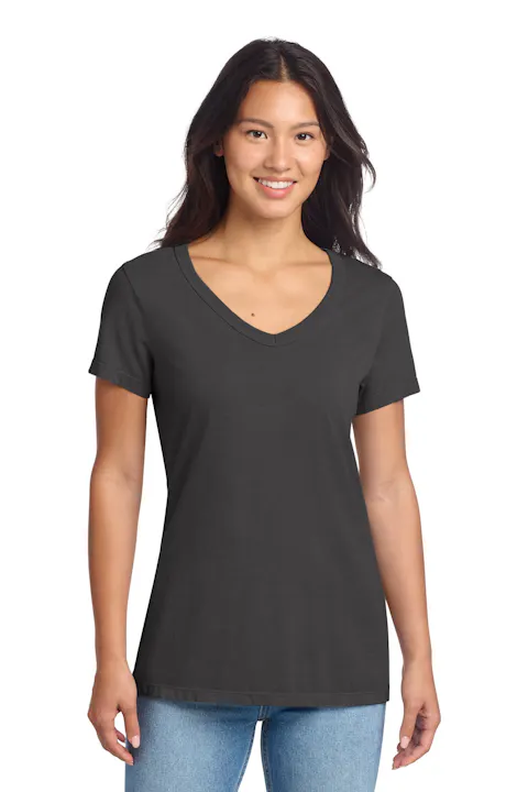Port & Co LPC099V Women's Beach Wash Garment-Dyed V-Neck Tee