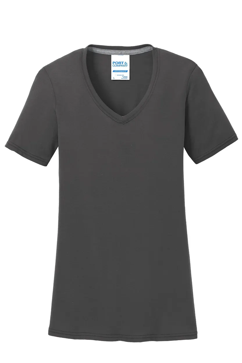 Port & Co LPC381V Women's Performance Blend V-Neck Tee