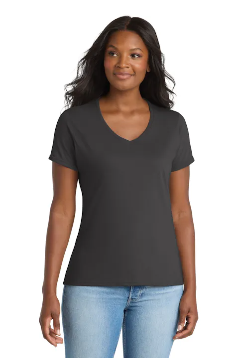 Port & Co LPC381V Women's Performance Blend V-Neck Tee