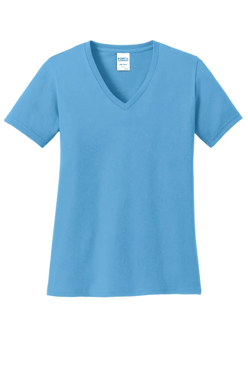 Port & Co LPC54V Women's Core Cotton V-Neck Tee