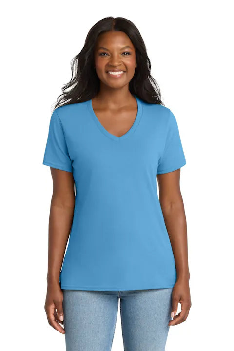 Port & Co LPC54V Women's Core Cotton V-Neck Tee