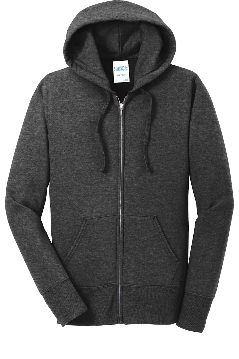Port & Co LPC78ZH Women's Core Fleece Full-Zip Hooded Sweatshirt