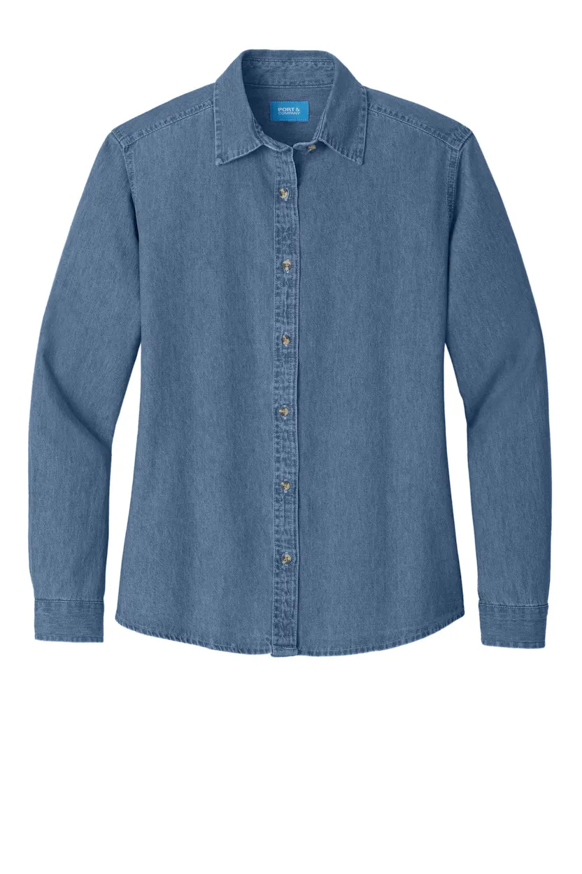 Port & Co LSP10 Women's Long Sleeve Value Denim Shirt