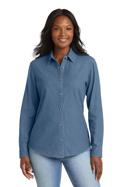 Port & Co LSP10 Women's Long Sleeve Value Denim Shirt