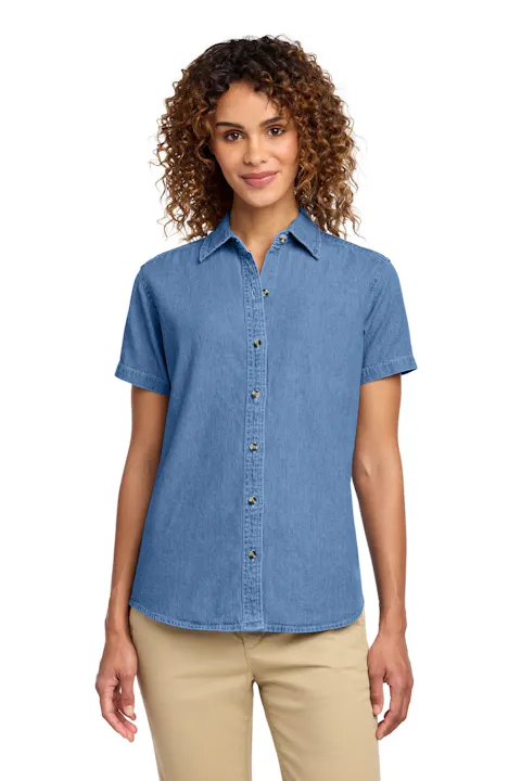 Port & Co LSP11 Women's Short Sleeve Value Denim Shirt