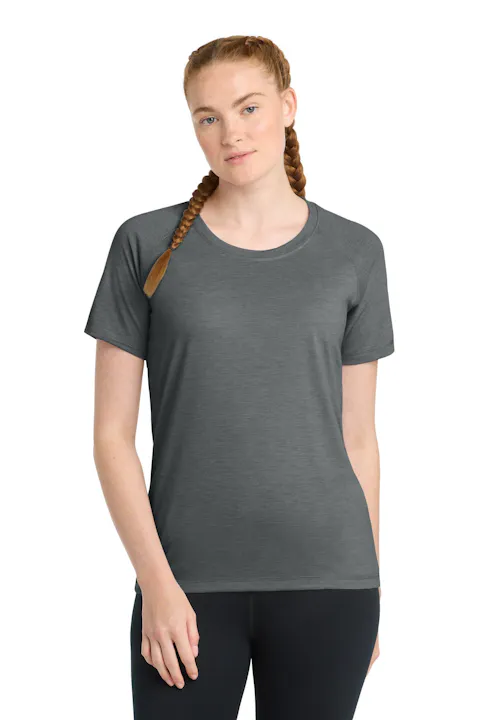 Sport-Tek LST400 Women's PosiCharge  Tri-Blend Wicking Scoop Neck Raglan Tee
