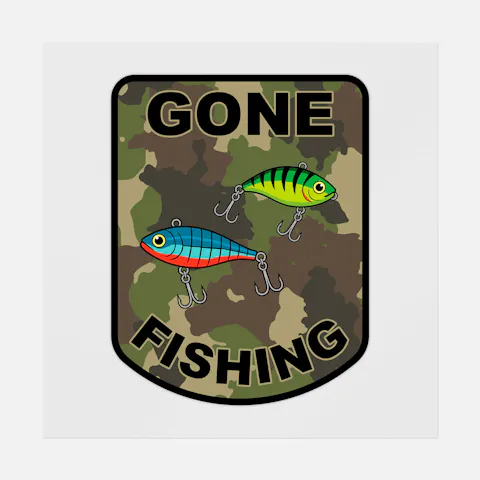 Gone Fishing Camo Patch-Style Ready-to-Press DTF Transfer