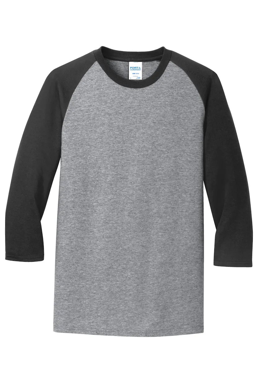 Port & Co PC55RS Core Blend 3/4-Sleeve Raglan Tee