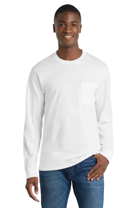 Port & Co PC61LSPT Tall Long Sleeve Essential Pocket Tee