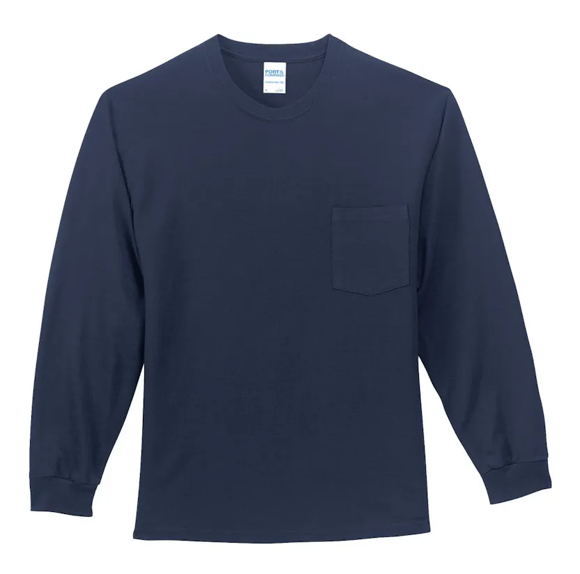 Port & Co PC61LSP Long Sleeve Essential Pocket Tee