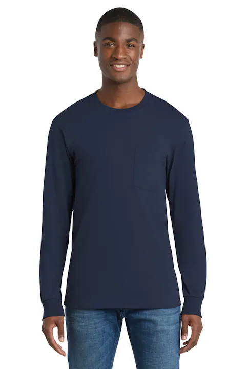 Port & Co PC61LSP Long Sleeve Essential Pocket Tee