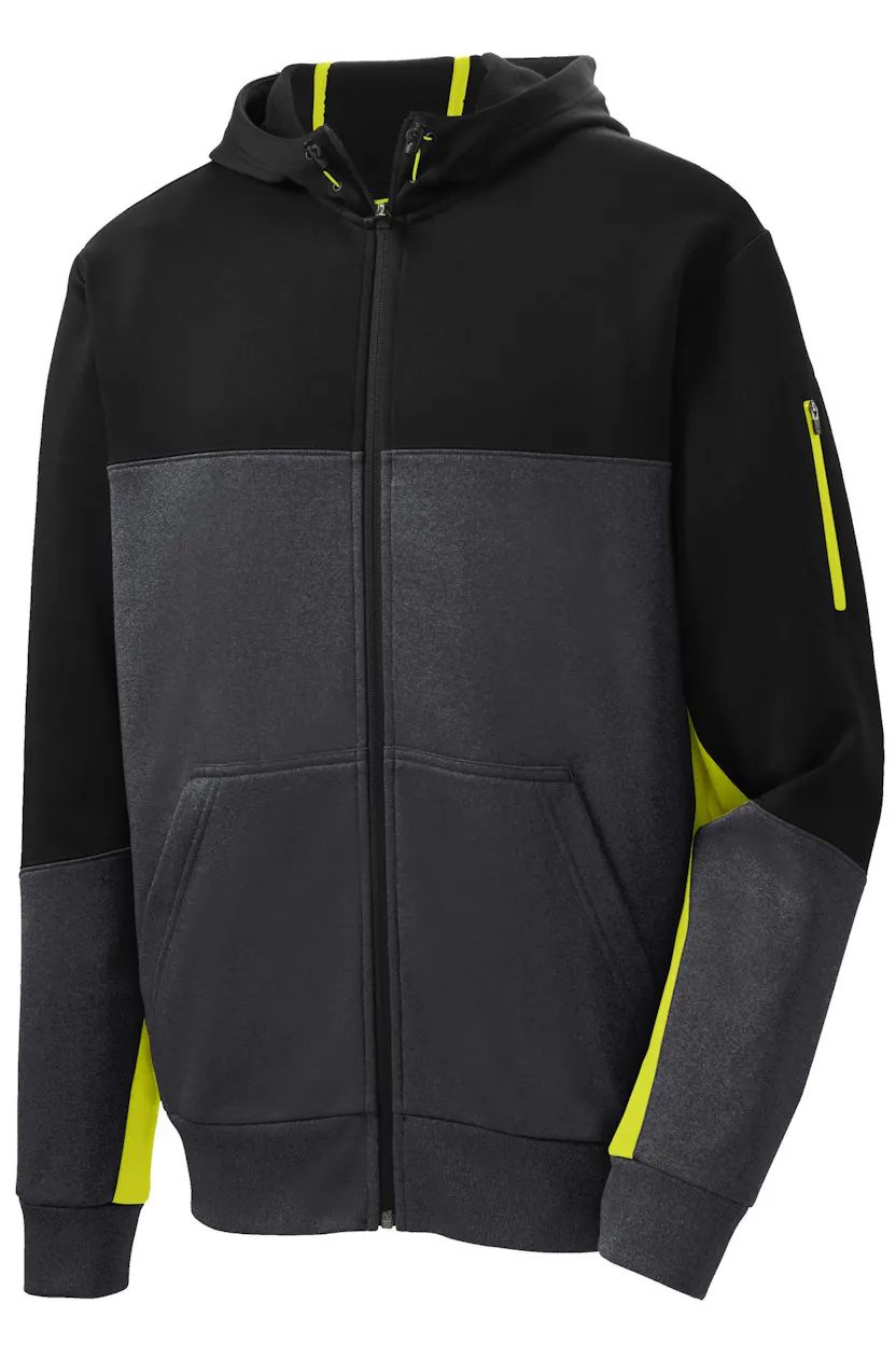 Sport-Tek ST245 Tech Fleece Colorblock Full-Zip Hooded Jacket