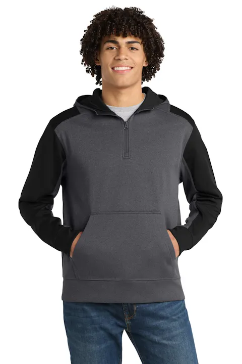 Sport-Tek ST249 Tech Fleece Colorblock 1/4-Zip Hooded Sweatshirt