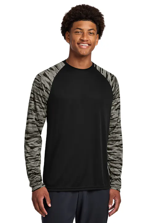 Sport-Tek ST376LS Drift Camo Colorblock Long Sleeve Tee