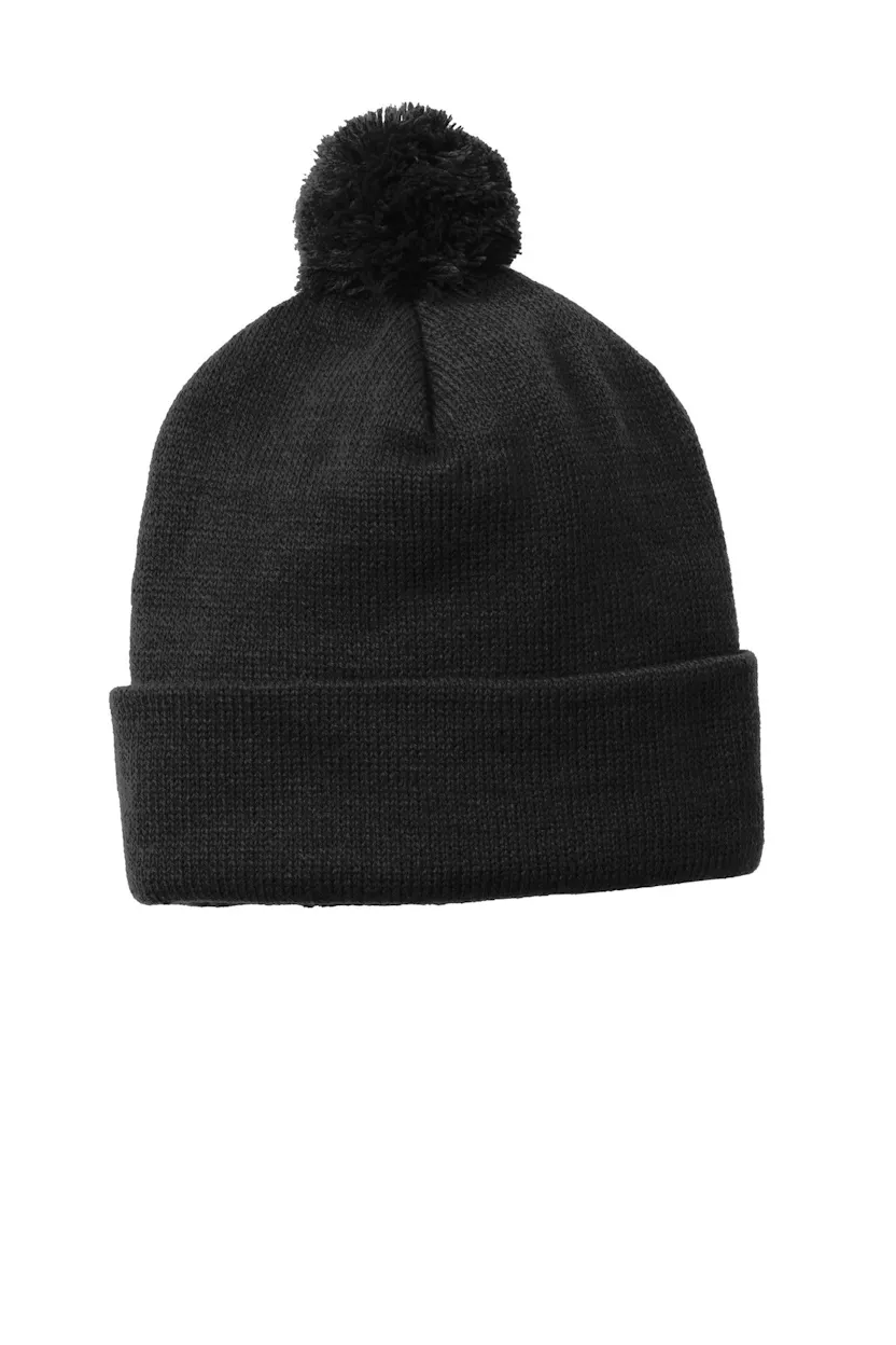 Sport-Tek STC37 Solid Pom Pom Beanie
