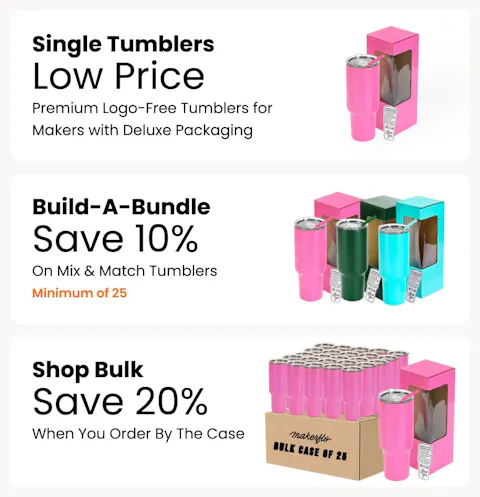 Powder Coated Tumbler 10 Pack