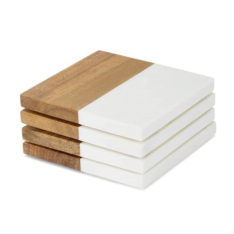 Marble and Wood Coasters