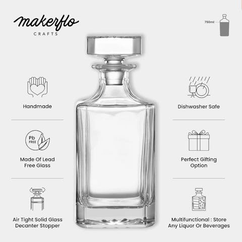 Decantador de whisky cuadrado de 750 ml