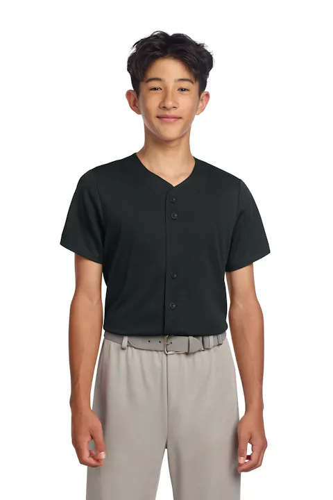 Sport-Tek YST220 Youth PosiCharge Tough Mesh Full-Button Jersey