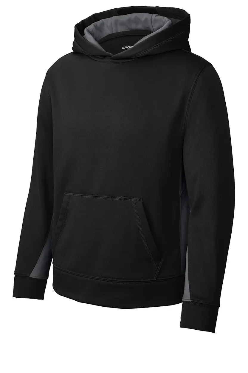 Sport-Tek YST235 Youth Sport-Wick Fleece Colorblock Hooded Pullover