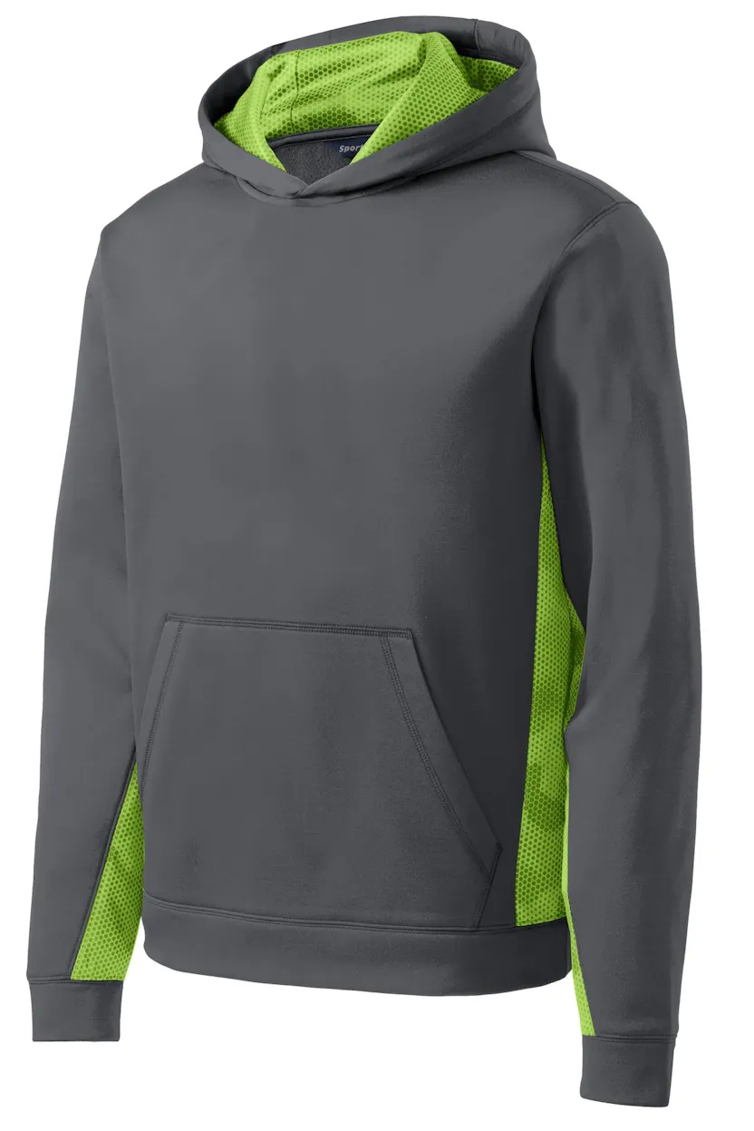 Sport-Tek YST239 Youth Sport-Wick CamoHex Fleece Colorblock Hooded Pullover