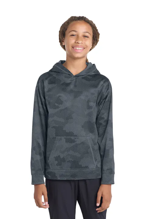 Sport-Tek YST240 Youth Sport-Wick CamoHex Fleece Hooded Pullover