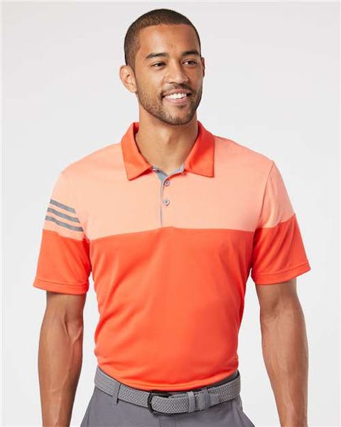 Adidas A213 Heathered 3 - Stripes Colorblocked Polo - Ninja Transfers