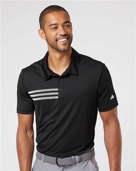Adidas A324 3 - Stripes Chest Polo - Ninja Transfers