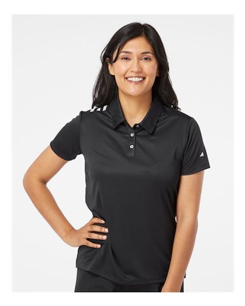 Adidas A325 Women's 3 - Stripes Shoulder Polo - Ninja Transfers