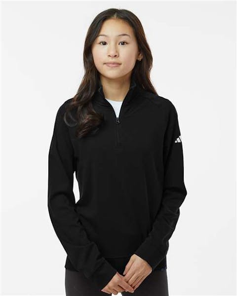 Adidas A4001 Youth Quarter - Zip Pullover - Ninja Transfers