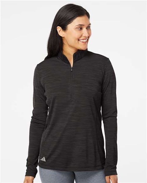 Adidas A476 Women's Lightweight Mélange Quarter - Zip Pullover - Ninja Transfers