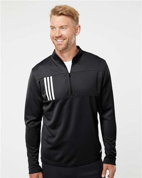 Adidas A482 3 - Stripes Double Knit Quarter - Zip Pullover - Ninja Transfers