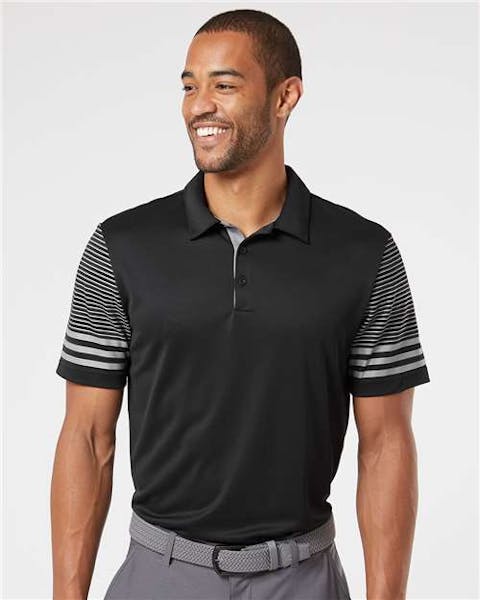Adidas A490 Striped Sleeve Polo - Ninja Transfers