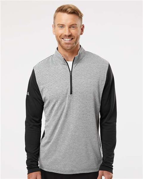 Adidas A522 Heather Block Print Quarter - Zip Pullover - Ninja Transfers