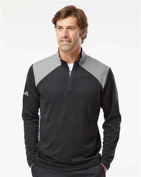 Adidas A532 Textured Mixed Media Quarter - Zip Pullover - Ninja Transfers