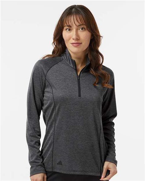 Adidas A594 Women's Space Dyed Quarter - Zip Pullover - Ninja Transfers