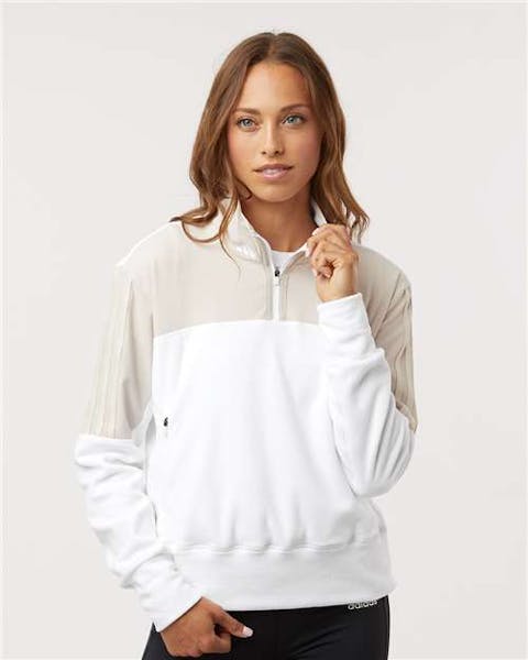 Adidas A601 Women's Fleece Quarter - Zip Pullover - Ninja Transfers