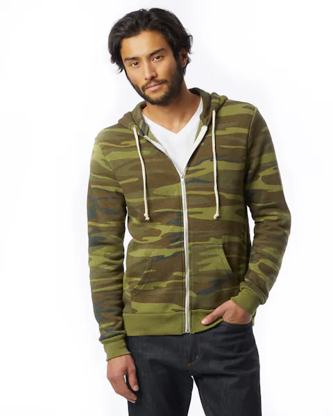 Alternative AA9590 Men's Rocky Eco - Fleece Zip Hoodie - Ninja Transfers