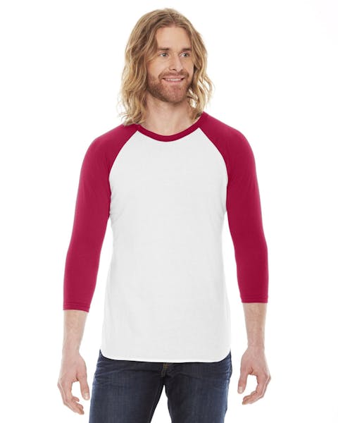 American Apparel BB453 Unisex Poly - Cotton USA Made 3/4 - Sleeve Raglan T - Shirt - Ninja Transfers