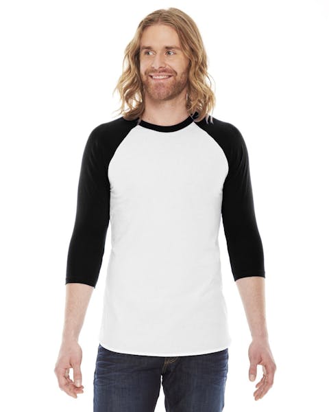 American Apparel BB453 Unisex Poly - Cotton USA Made 3/4 - Sleeve Raglan T - Shirt - Ninja Transfers