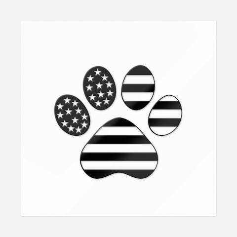 American Dog Paws Sticker (Black & White) - Ninja Transfers