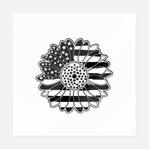 American Sunflower Sticker (Black & White) - Ninja Transfers