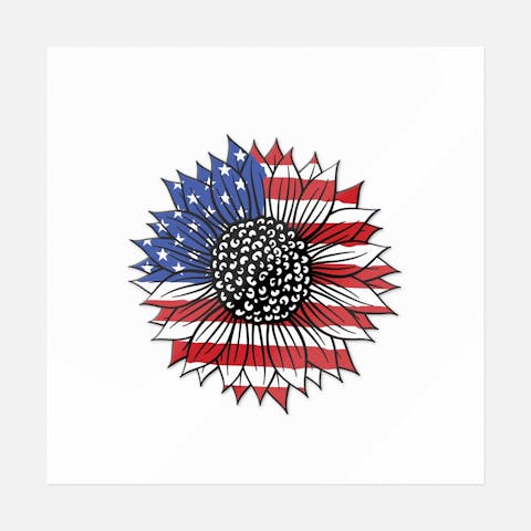 American Sunflower Sticker (Colored) - Ninja Transfers