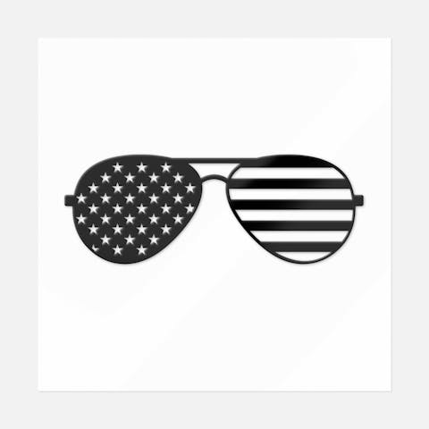 American Sunglasses Sticker (Black & White) - Ninja Transfers